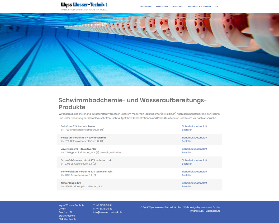 Desktopansicht Wyss Wasser-Technik Website
